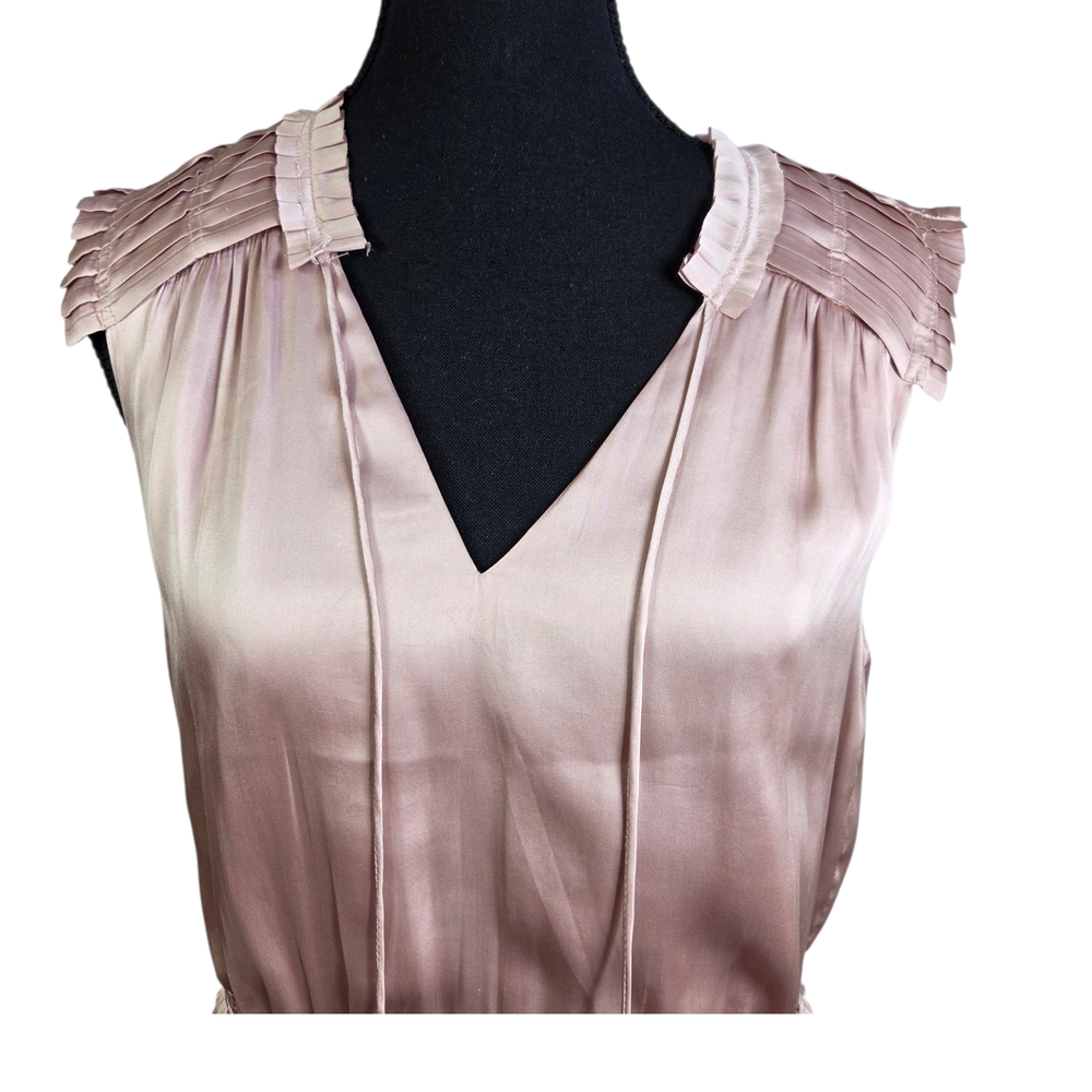 H&M Sleeveless Midi Dress With Ties And Shoulder Detail  In Light Pink Size 8 - Picture 4 of 8